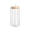 US CA Magazijn 2 Dagen Levering 12oz 16oz Sublimatie Glas Kan Tumbler Frosted Cola Kan Bamboe Deksel Bier Cocktail Cup Whiskey Koffiemok Iced Tea Jar