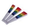 Składany Rainbow Fan Printing Crafts Party Favor Home Festival Dekoracja Plastikowa ręka trzymana fani Tańca Prezenty 1000pcs Sea Sipping Daj480