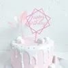 Topper per torta di buon compleanno con fenicotteri rosa, piuma di pavone per decorazioni per matrimoni, toppers cupcake