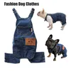 Abbigliamento per cani Camicie Completi Vestiti Salopette di jeans Cucciolo di jeans Giacca a tracolla Tuta Costumi Moda Pantaloni blu Abbigliamento per cani GattiAbbigliamento per cani