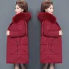 Women's Trench Coats Women Colorful Fur Collar Long Winter Jacket Hooded Down Cotton Coat Thick Warm Padded Wadded Parkas XL-6XL W2233Women'