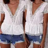 Dames T-shirt Windy Summer Womenswear Comfortabele mode sexy v-neck kanten gestikte lotus dresswomen's