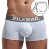 JOCKMAIL сексуальные мужские боксеры чехол для пениса U выпуклая выпуклость хлопковое дышащее мужское нижнее белье пули с раздельным кольцом для геев 220423