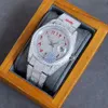 Elmas çivili Çelik Bayanlar Moda Saatı Bilezik Montre de Luxe ile Tam Elmas Erkek İzle Otomatik Mekanik Saatler 40mm