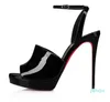 2022-Luxury Summer Sandals Shoes For Women Round Toe High Heels Patent Leather Pumps Discount Footwear Party Dress Evening