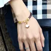 New Fashion Women Gold Plated Cute Heart Bag Charm Bracelet Black Leather Bracelets for Gift