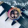 Высококачественные часы Rainbow Diamond Luxury 3A мужское движение кварцец шесть рук водонепроницаемые 904L Кварцевые часы