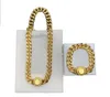 Fashion gold Chains Necklace Bracelets Sets for mens and Women Party Wedding Lovers gift hip hop jewelry with box NRJ