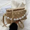 Kvällspåsar damer romb Pearl Handle Chain Shoulder Bag Fashion Messenger Högkvalitativ trendig liten fyrkantig kvinnor