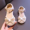 Sweet Girl Princess Fashion Pearl Bow Baby Kids Party Childrens Dance Little Girls Leather Shoes G83 220615