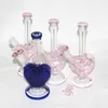 9 pulgadas de vidrio rosa Bong en forma de corazón tazón de vidrio Hookah Shisha Beaker Dab Rig Fumar Pipa de agua Filtro Bubbler