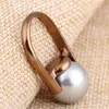 Wedding Rings Rose Gold Color Engagement For Women Jewelry Black Pearl Ring Stainless Steel Wynn22