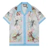 22ss Luxury Designer Shirts Mens Fashion Geometric print flower pink bowling shirt Hawaii Floral Casual Shirts Men Slim Fit Short Sleeve