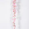 Flores decorativas grinaldas rosa cereja flor flor de primavera rattan artificial colorido wall arte festival de casamento decoração de casa auditório DE