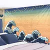 Tapisserie japonaise Kanagawa vagues imprimées, tapis muraux suspendus, soleil Boho, propagation Yoga Ma