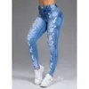 Jeans femininos de grandes dimensões Ripped Hole Lápis Plus Size Jeggings Solid Summer Summer Casual Cantura alta Slim Denim Streetwears