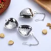 Stainless Steel Tea Spoon Tools Heart-shaped Mesh Tea Filter Coffee Ball Infuser Chain Hook Drinkware