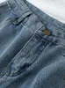 FI Summer Women High midja Blue Wide Leg Denim Casual Female Solidwear Stright Jeans Bermuda Shorts 220702