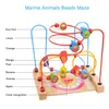 14pcs/set Wooden Counting Three-Dimensional Jigsaw Round Circles Bead Wire Maze Roller Coaster Toy Child Baby Early Educational To289H