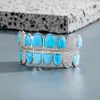 Other Hip Hop Opal Natural Stone Inlay Bling Iced Out CZ Top Bottom Flat Teeth Grillzs For Men Rapper Jewelry Gift Party