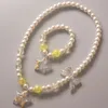 Earrings & Necklace Cute Children Pearl Bracelet Heart Star Glitter Girls Princess Beaded Jewelry Set Festival Gifts W220423