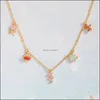 Pendant Necklaces Pendants Jewelry Colorf Zircon Mini Ocean Animals Small Beach Charm Clavicle Summer Dht3O