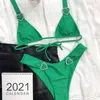Verde halter bikini 2021 mujer triangolo micro costume da bagno da donna taglio alto costume da bagno senza schienale femminile sexy beach wear Y220420