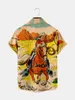 القمصان غير الرسمية للرجال Camiseta Con Estampado de Vaquero Digital 3D Para Hombre Ropa Talla Grande Estilo Vintage Bolsillo Veranomen's