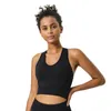 Yoga Outfit LOLI Reggiseno sportivo imbottito nero da donna Sensazione nuda Canotta con spalle scoperte Canotta push-up Camicie da allenamento Yoga