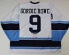 Thr 9 Gordie Howe Houston Eros Hockey Jersey Mens Broderi Stitched Anpassa något antal och namntröjor