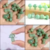 Arts And Crafts Arts Gifts Home Garden 20Mm Green Aventurine Mini Mushroom Plant Statue Natural Stone Carving Decorat Dh6Qb