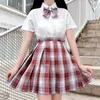 의류 세트 여자 kawaii 유니폼 치마 세트 한국 일본식 JK 학교 섹시 애니메이션 옷 학생 격자 무늬