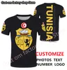 TUNISIE t-shirt bricolage gratuit nom personnalisé numéro tun T-Shirt nation drapeau tunisie tn islam arabe arabe tunisien imprimer po 0 vêtements 220609