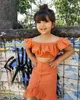 Été Enfants Bébés Filles Hors Épaule Crop T-shirt Tops Robe Jupe Outfit Vêtements 220620