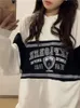 Kvinnors hoodies tröjor Deeptown Preppy Style grafisk kvinnor koreansk vintage överdimensionerad tröja avslappnad all-match långa ärm toppar retur