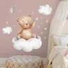 Bear Moon Clouds Stars Wall Stickers Bedroom For Baby Kids Room Background Home Decoration Living Room Wallpaper Nursery Sticker 220727