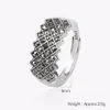 Marcasite Band Ring Vintage 925 Sterling Silver Square Rings for Women