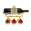 Wall Mounted Metal Wine Rack 3 Long Stem Glass Holder Bottle Display Storage Organizer for Kitchen Bar 220509