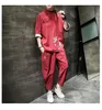 Men's Tracksuits Summer 2022 Men's Sets Chinese Embroidered Cotton And Linen T-Shirt Nine-Minute Pants Short Sleeve Casual Solid Color S