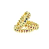 Anello da dito a fascia placcato in oro con pietre di zircone cubico arcobaleno pavimentate da donna, anelli di fidanzamento, fedi nuziali, commercio all'ingrosso di gioielli