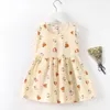 Robes de fille Summer Born Baby Clothes Infant Girl Korean Cute Print Sleeveless Cotton Beach DressPrincess DressesGirl's