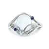 Hochzeit Ringe Vintage Weibliche Weiße Perle Hohl Ring Klassische Silber Farbe Engagement Dainty Blau Zirkon Stein Für Frauen Wynn22