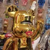 Neuer Bearbrick1000% Penguin QQ Gold und Silber, rote Lippen, Valentinstag, begrenztes gemeinsames Geschenk, Baustein, gewalttätiger Bär online, rotes Trendornament, handgefertigt, 70 cm