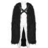 Herengeulcoats goth zwarte cape man herfst/winter lange fleece zware cooded fur collarmen's