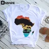 Africa Map Graphic Women Tshirts Summer Harajuku Female Tops Tee Girl White Printed Clothes StreetwearDrop Ship 220527