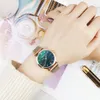 Luxe femmes Bracelet montres haut or Rose montre dames décontracté horloge à Quartz boucle magnétique maille alliage cuir montre-Bracelet pour cadeaux