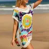 Costumi da bagno da donna Bellissimo abito tie-dye Cool Costume da bagno in cotone Stampa a colori Bikini Coverup Beach For Vacation