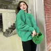 22 neue winter net rot bv grün mantel frauen lose mit kapuze reißverschluss strickjacke dreidimensionale entlastung wolle top
