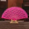Handmade Cotton Lace Hand Held Fan Party Bridal plastic Frame Cosplay Wedding Props Fashion Fan Tulle
