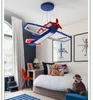 ペンダントランプ装飾的なLED飛行機のデザインライトブルーチルドレンボーイズベビーベッドルーム漫画ハンギングデコ照明器具
